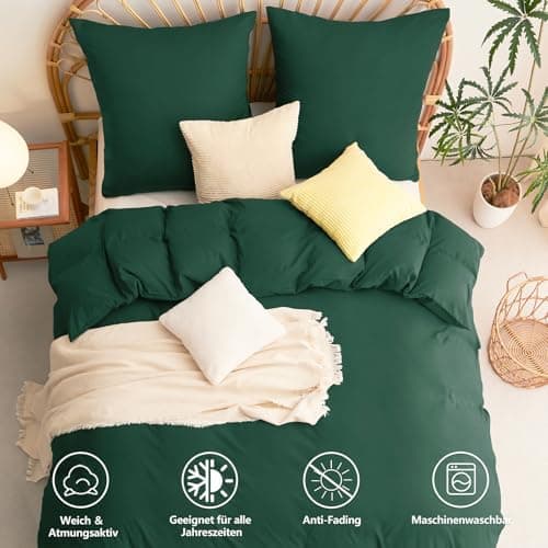 WAVVE Bettwäsche 135x200 – 4‑teiliges Mikrofaser‑Set Anthrazit (inkl. 2×80×80 cm Kissenbezüge) mit Reißverschluss, OEKO‑