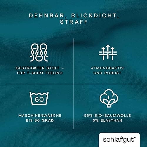 Schlafgut Pure Spannbettlaken 90x200 bis 100x220 cm – 95% Bio-Baumwolle & 5% Elasthan, Oeko-TEX zertifiziert – passend f