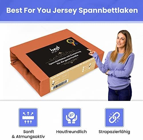 Best for Kids Spannbettlaken – 100% Baumwolle Jersey, 80×160 cm (Rostbraun)