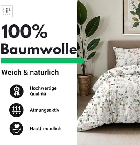 Bettwäsche 155x220 Baumwolle Jeans Blau – 2-teilig mit Reißverschluss, Bettbezug 155x220 + Kissenbezug 80x80