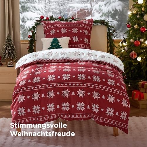 BEDSURE Bettwäsche-Set 135x200 (4-teilig) – Wendebettwäsche OEKO-TEX STANDARD 100 mit Reißverschluss, 2×80x80 Kissenbezü