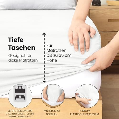 Utopia Bedding Spannbettlaken 180×200 cm – Grau, gebürstete Polyester‑Mikrofaser, OEKO‑TEX zertifiziert