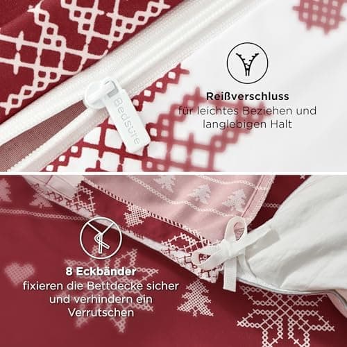 BEDSURE Bettwäsche-Set 135x200 (4-teilig) – Wendebettwäsche OEKO-TEX STANDARD 100 mit Reißverschluss, 2×80x80 Kissenbezü