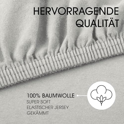 CelinaTex Jersey-Spannbettlaken 90x200–100x200 cm bis 26 cm Matratzenhöhe | 100% gekämmte Baumwolle | OEKO‑TEX STANDARD