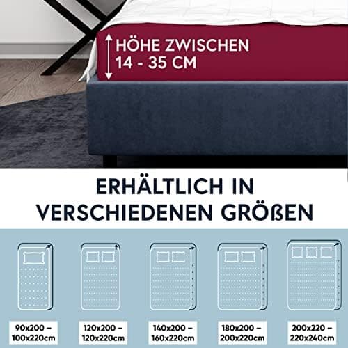 MOON-Luxury Spannbettlaken/Spannbetttuch Jersey-Stretch 230 g/m² OEKO-TEX – anthrazit, 90×200–100×220