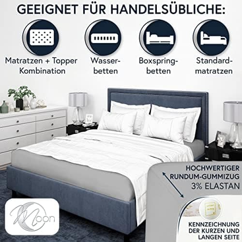 MOON-Luxury Spannbettlaken/Spannbetttuch Jersey-Stretch 230 g/m² OEKO-TEX – anthrazit, 90×200–100×220