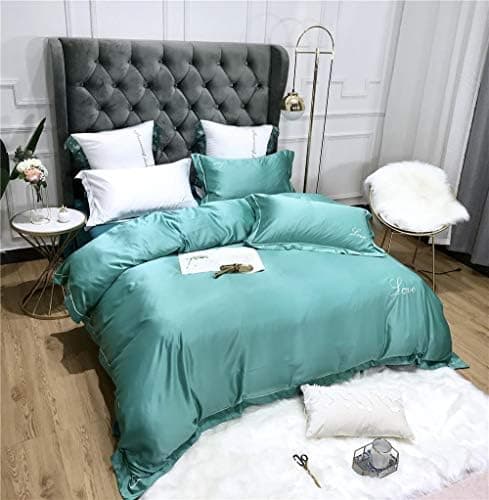 AB Version Bettwäsche-Set 4‑teilig – Pure Cotton Washed Silk, einfarbig für 1,5 m Bett