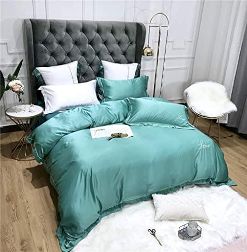 AB Version Bettwäsche-Set 4‑teilig – Pure Cotton Washed Silk, einfarbig für 1,5 m Bett