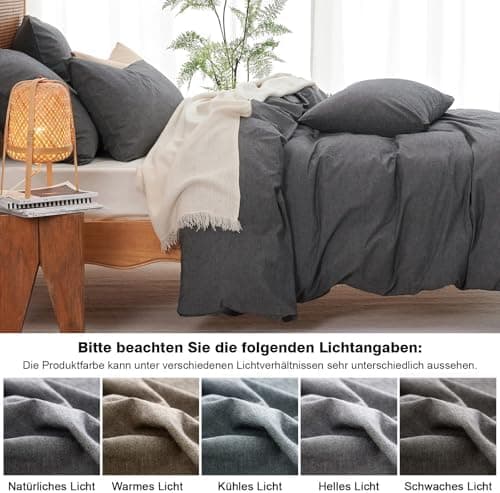 Freyamy Bettwäsche 135x200 cm – 2‑teilig Baumwolle, Floral (Weiß/Rosa/Grün) inkl. Kissenbezug 80x80 cm
