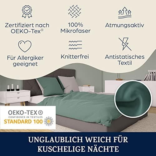 sleepwise Bettwäsche 135x200 Mikrofaser – ÖKO‑TEX zertifiziert, bügelfrei & knitterfrei, 2‑tlg. (inkl. 80x80 cm Kissenbe