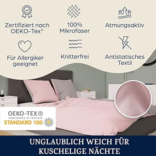 sleepwise Bettwäsche 135x200 Mikrofaser – ÖKO‑TEX zertifiziert, bügelfrei & knitterfrei, 2‑tlg. (inkl. 80x80 cm Kissenbe