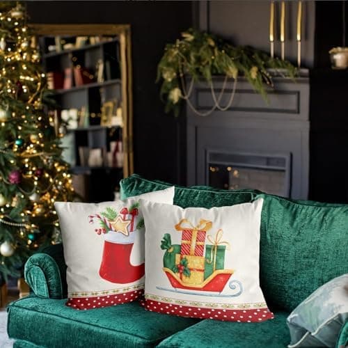 Aitsite 4er-Pack Weihnachts-Kissenbezüge 45 x 45 cm – Winterliche Dekoration für Sofa & Wohnzimmer