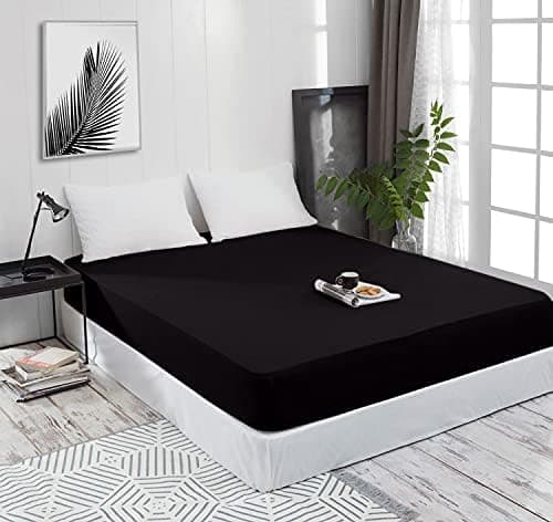 Mixibaby Spannbettlaken (Jersey) – 100% Baumwolle, 140 x 200 cm, Schwarz
