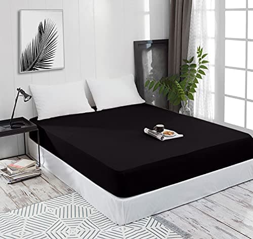 Mixibaby Spannbettlaken (Jersey) – 100% Baumwolle, 140 x 200 cm, Schwarz