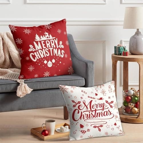 Aitsite 4er-Pack Weihnachts-Kissenbezüge 45 x 45 cm – Winterliche Dekoration für Sofa & Wohnzimmer