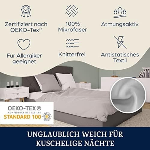 sleepwise Bettwäsche 135x200 Mikrofaser – ÖKO‑TEX zertifiziert, bügelfrei & knitterfrei, 2‑tlg. (inkl. 80x80 cm Kissenbe