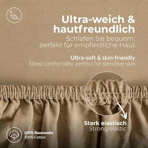etérea Jersey-Spannbettlaken 80x200 cm Weiß – 100% Baumwolle, OEKO-TEX MADE IN GREEN & STANDARD 100