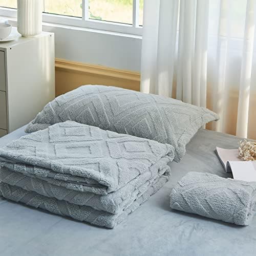 Kuschelige Plüsch-Bettwäsche 135x200 cm – Teddy-Fleece, extra warm, inkl. Kissenbezug 80x80 cm (Grau)
