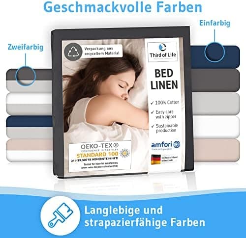 Bettwäsche 135x200 – 100% Renforce Baumwolle (OEKO-TEX STANDARD 100) | Set: Bettbezug 135x200 + Kissenbezug 80x80