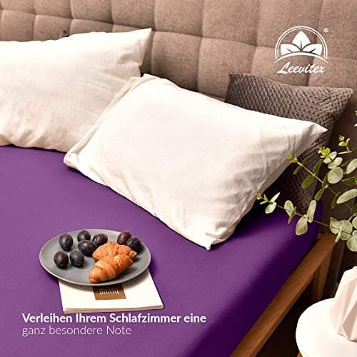 leevitex® Spannbettlaken 180x200–200x200 cm | 100% Jersey-Baumwolle | für Matratzen bis 25 cm