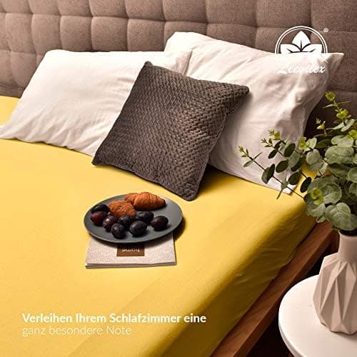 leevitex® Spannbettlaken 180x200–200x200 cm | 100% Jersey-Baumwolle | für Matratzen bis 25 cm