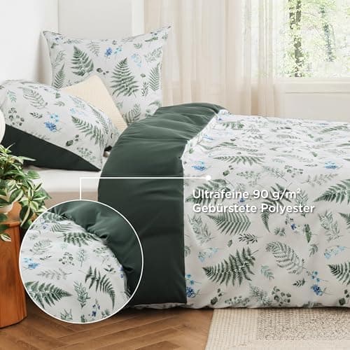 BEDSURE Bettwäsche-Set 135x200 (4-teilig) – Wendebettwäsche OEKO-TEX STANDARD 100 mit Reißverschluss, 2×80x80 Kissenbezü