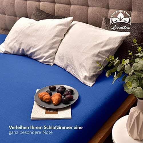 leevitex® Spannbettlaken 180x200–200x200 cm | 100% Jersey-Baumwolle | für Matratzen bis 25 cm