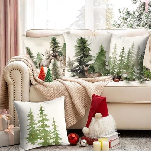Aitsite 4er-Pack Weihnachts-Kissenbezüge 45 x 45 cm – Winterliche Dekoration für Sofa & Wohnzimmer