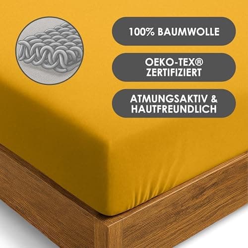 Jersey-Spannbettlaken / Spannbetttuch – 100% Baumwolle, 180x200–200x200 cm