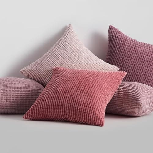 Topfinel Kissenbezüge 40x40 cm 4er-Set Rosa – Cord-Optik, flauschig, GRS‑zertifiziert