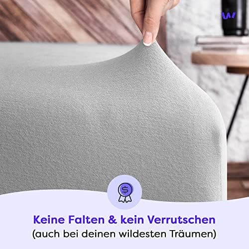 Wolkenfeld Spannbettlaken 180x200–200x220 cm | Premium Jersey-Baumwolle mit 5% Lycra | Für Matratzen bis 40 cm – Anthraz