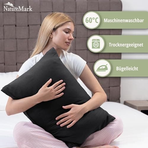 NatureMark Jersey Kissenbezüge – weich & atmungsaktiv, hautfreundlich – 40x40 cm, Anthrazit