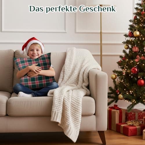 Kissenbezug Weihnachten 2er Set kariert 45×45 cm