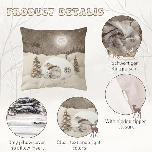 Aitsite 4er-Pack Weihnachts-Kissenbezüge 45 x 45 cm – Winterliche Dekoration für Sofa & Wohnzimmer