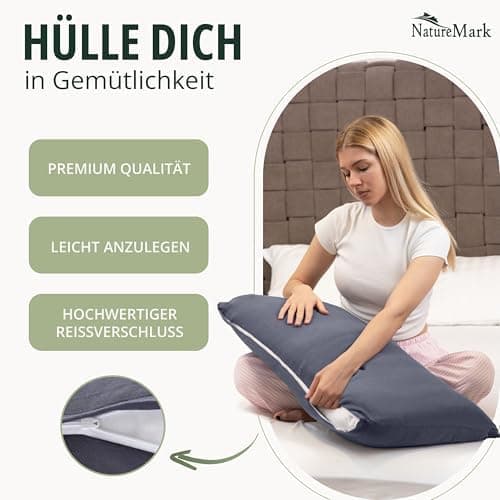 NatureMark Jersey Kissenbezüge – weich & atmungsaktiv, hautfreundlich – 40x40 cm, Anthrazit