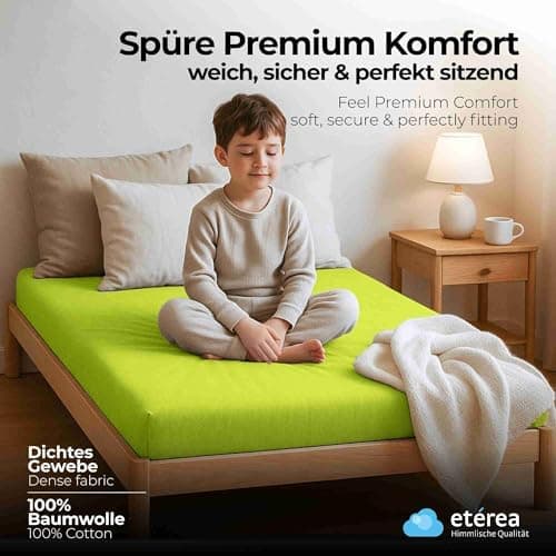 etérea Jersey-Spannbettlaken 80x200 cm Weiß – 100% Baumwolle, OEKO-TEX MADE IN GREEN & STANDARD 100