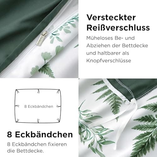 BEDSURE Bettwäsche-Set 135x200 (4-teilig) – Wendebettwäsche OEKO-TEX STANDARD 100 mit Reißverschluss, 2×80x80 Kissenbezü