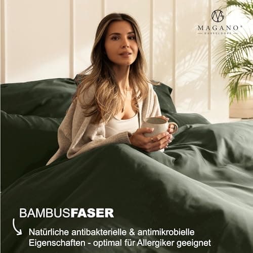 Magano® Bettwäsche 135x200 Taupe – Bambus & Baumwolle Satin 400 TC Premium, Deckenbezug 135x200 cm + Kissenbezug 40x80 c
