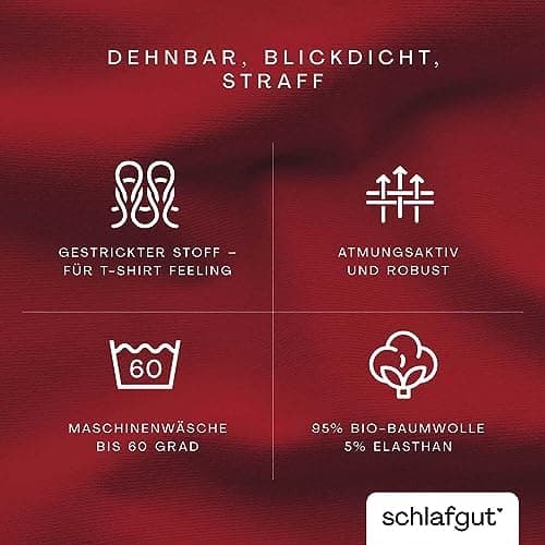Schlafgut Pure Spannbettlaken 90x200 bis 100x220 cm – 95% Bio-Baumwolle & 5% Elasthan, Oeko-TEX zertifiziert – passend f