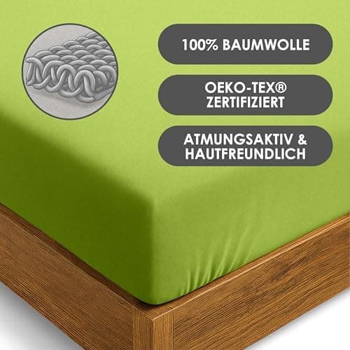 Jersey-Spannbettlaken / Spannbetttuch – 100% Baumwolle, 180x200–200x200 cm