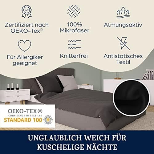 sleepwise Bettwäsche 135x200 Mikrofaser – ÖKO‑TEX zertifiziert, bügelfrei & knitterfrei, 2‑tlg. (inkl. 80x80 cm Kissenbe