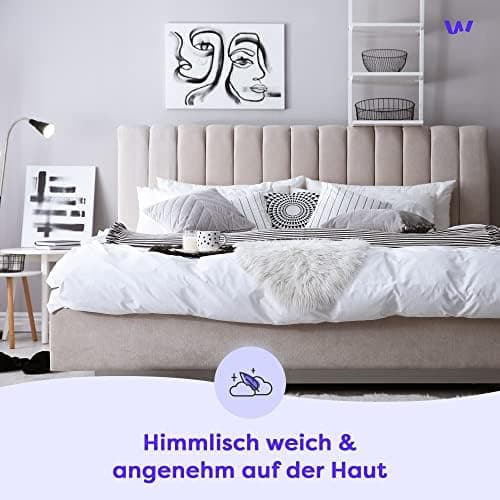 Wolkenfeld Baumwolle-Bettwäsche 135x200 mit Kissenbezug 80x80 – Atmungsaktiv, Hautfreundlich & Pflegeleicht – Hellgrau