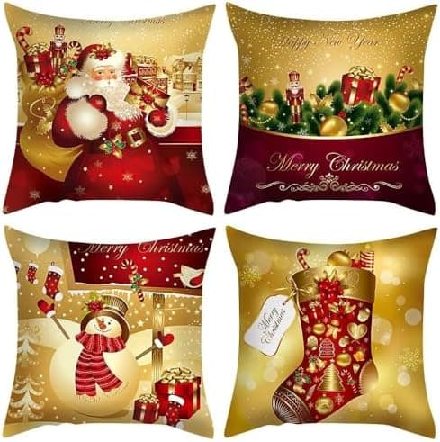 4er Set Kissenbezüge Weihnachten 40×80 cm – festliche Kissenhüllen für Sofa & Wohnzimmer