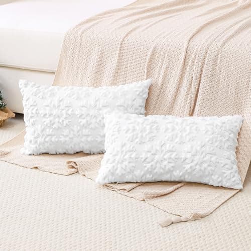 Artscope 2er-Set Kissenbezüge (40x40 cm) – weicher Kurzplüsch Wollsamt, Schneeflocke Creme Beige