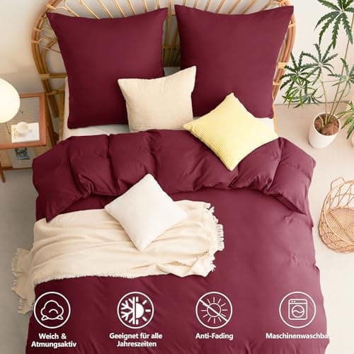 WAVVE Bettwäsche 135x200 – 4‑teiliges Mikrofaser‑Set Anthrazit (inkl. 2×80×80 cm Kissenbezüge) mit Reißverschluss, OEKO‑