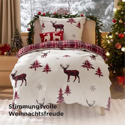 BEDSURE Bettwäsche-Set 135x200 (4-teilig) – Wendebettwäsche OEKO-TEX STANDARD 100 mit Reißverschluss, 2×80x80 Kissenbezü