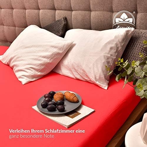 leevitex® Spannbettlaken 180x200–200x200 cm | 100% Jersey-Baumwolle | für Matratzen bis 25 cm