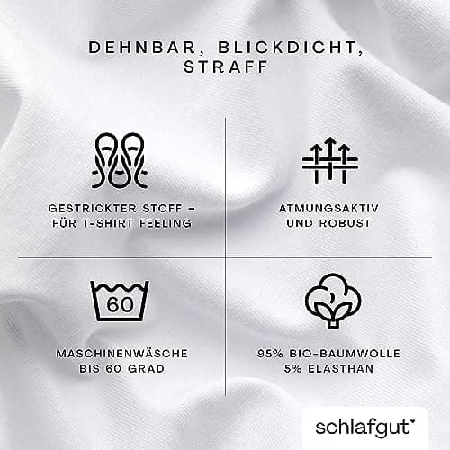 Schlafgut Pure Spannbettlaken 90x200 bis 100x220 cm – 95% Bio-Baumwolle & 5% Elasthan, Oeko-TEX zertifiziert – passend f