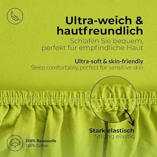 etérea Jersey-Spannbettlaken 80x200 cm Weiß – 100% Baumwolle, OEKO-TEX MADE IN GREEN & STANDARD 100