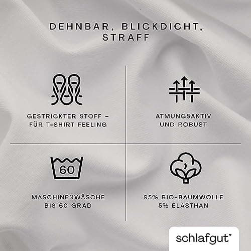 Schlafgut Pure Spannbettlaken 90x200 bis 100x220 cm – 95% Bio-Baumwolle & 5% Elasthan, Oeko-TEX zertifiziert – passend f